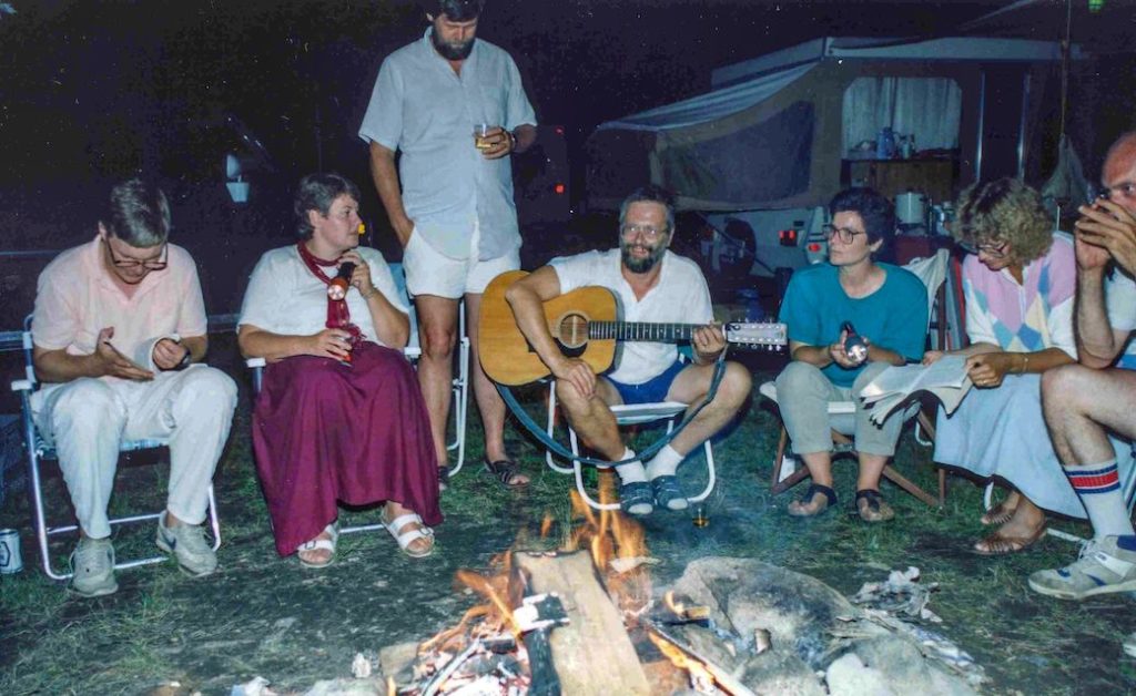 A typcial ICS campfire circle, 1986